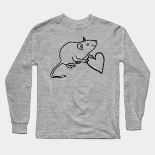 Minimal Rat Holds Your Heart Outline Long Sleeve T-Shirt